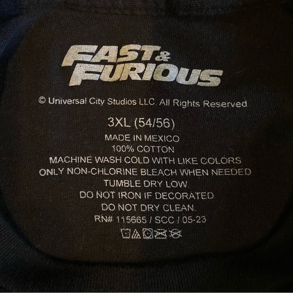 UNIVERSAL STUDIOS BIG Men's size 3XL Fast & Furious Black Graphic Movie T-Shirt - Picture 6 of 6